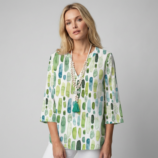 Glevato | Women's Tunic Blouse with Watercolor Print