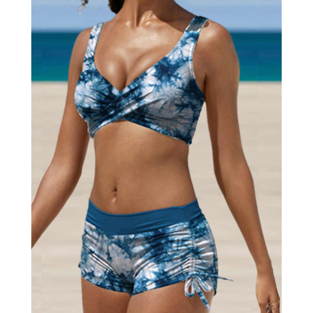 Glevato | Women's Two-Piece Ruched Swimsuit