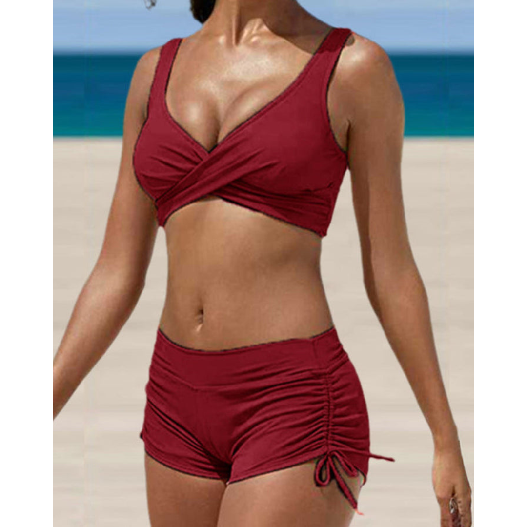 Glevato | Women's Two-Piece Ruched Swimsuit