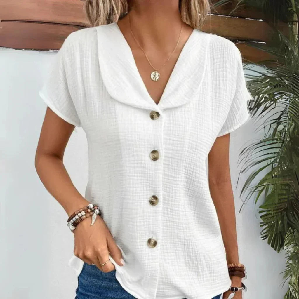 Glevato | Women's V-Neck Button-Up Blouse