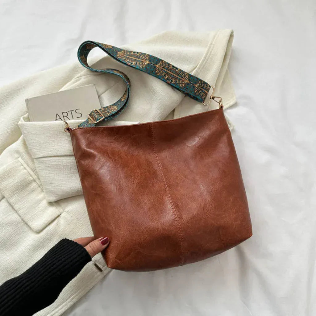 Glevato | Women's Vintage Shoulder Bag with Patterned Strap