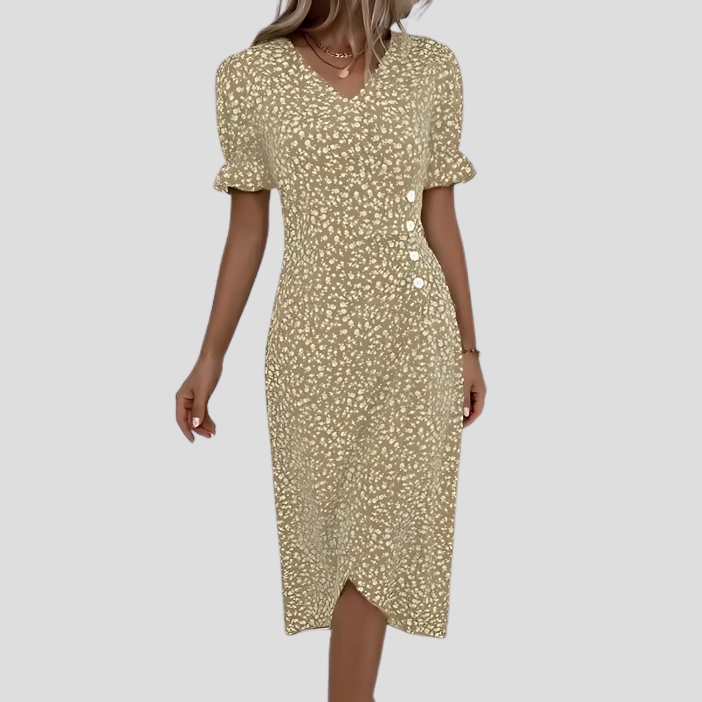 Glevato | Women's Wrap Midi Dress with Floral Print
