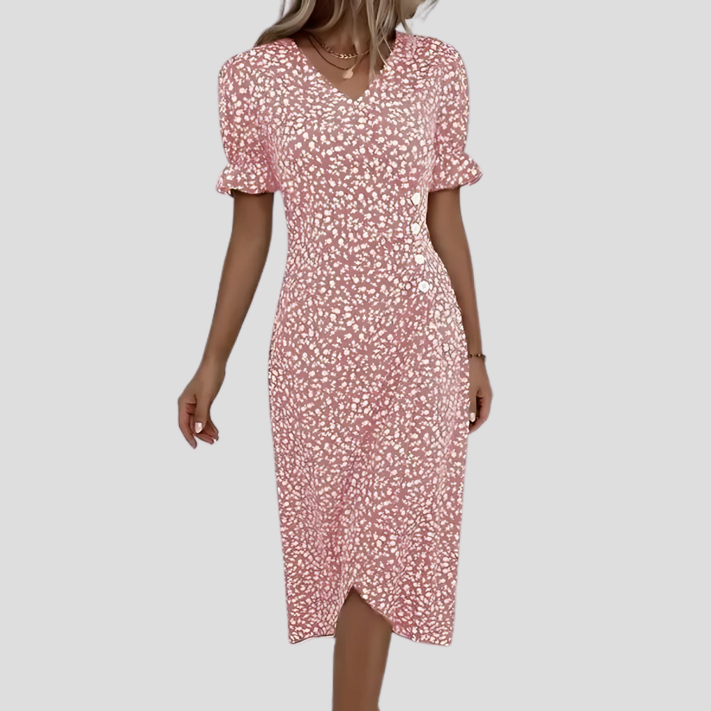 Glevato | Women's Wrap Midi Dress with Floral Print