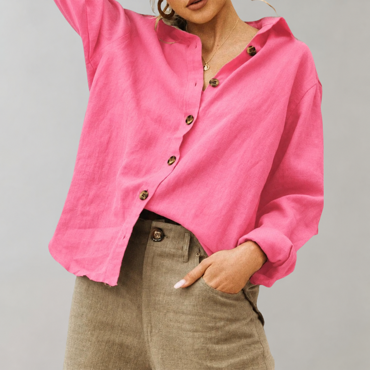 Glevato | Women's Oversized Button-Down Blouse - Image 1