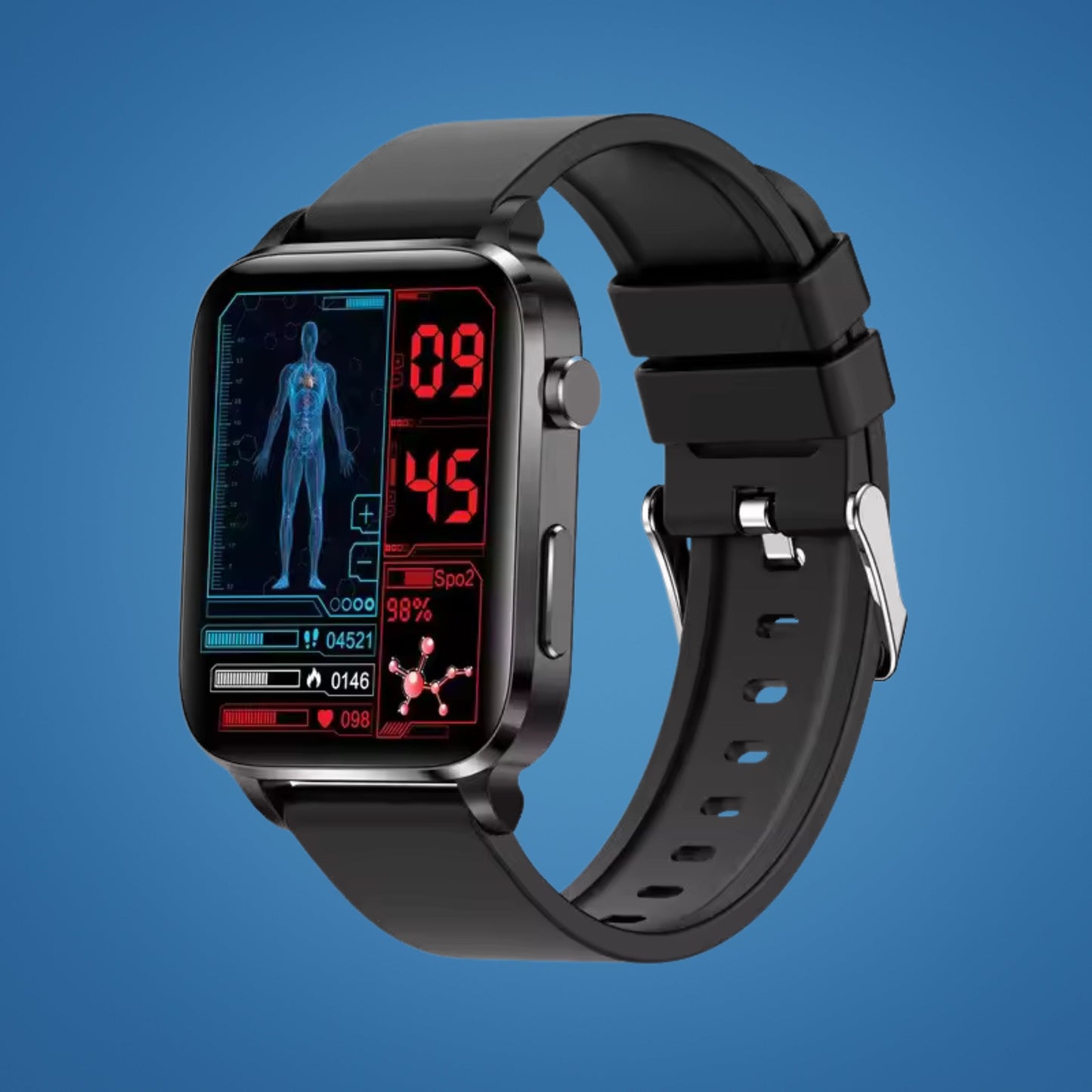 GlucoWell | Non-Invasive Diabetes Smartwatch – Blood Sugar Monitor – HD Display – Pain-Free Glucose Tracking for Adults Glevato