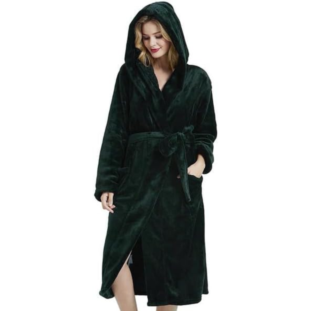 Ladies Fleece Bathrobe with Hood – Vivianne