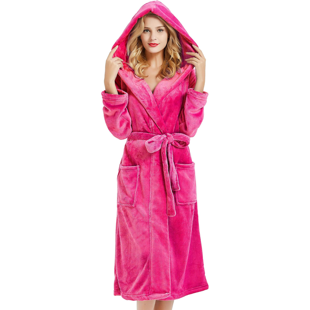 Ladies Fleece Bathrobe with Hood – Vivianne