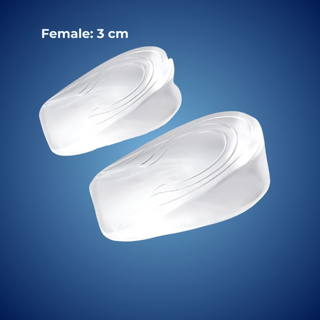 LiftComfort Silicone Gel Heel Lifting Inserts | Height Increase - Pain Relief for Plantar Fasciitis - Shock Absorption - Better Posture Glevato