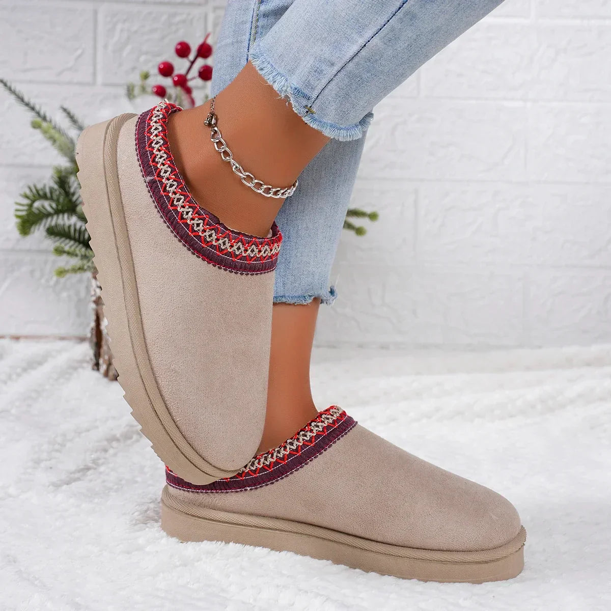 Luxury Cashmere Winter Boots for Women | Ultra-Warm, Thick Sole Slippers for Cozy Comfort