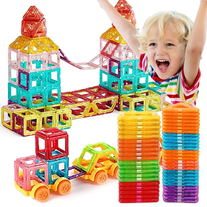 MAGNABUILDER SET - Creative magnetic toy for children aged 4 and up to promote creativity, motor skills, and spatial thinking through building