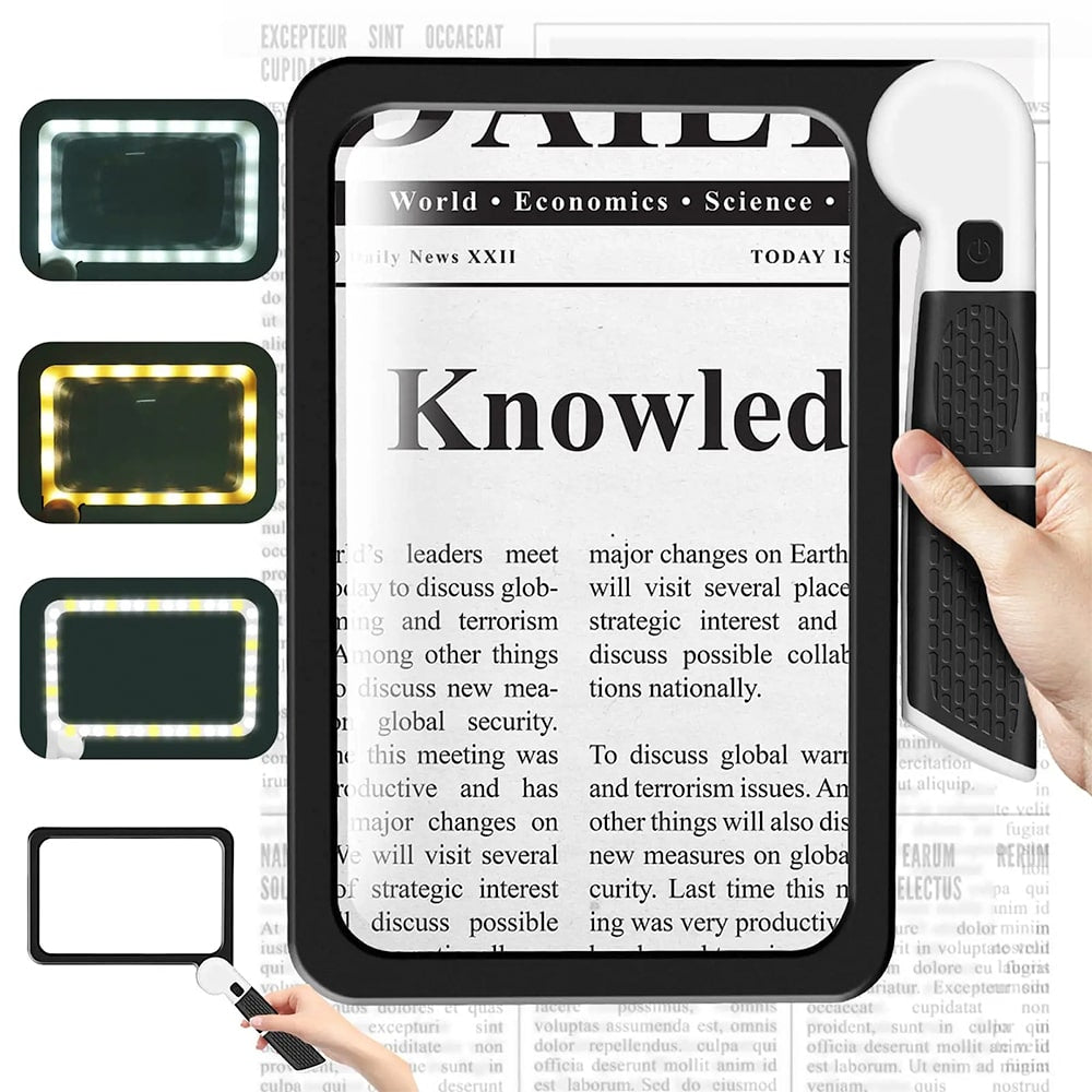 MagniView | Full Page LED Magnifier with 5X Clear Zoom for Reading and Fine Detail Tasks