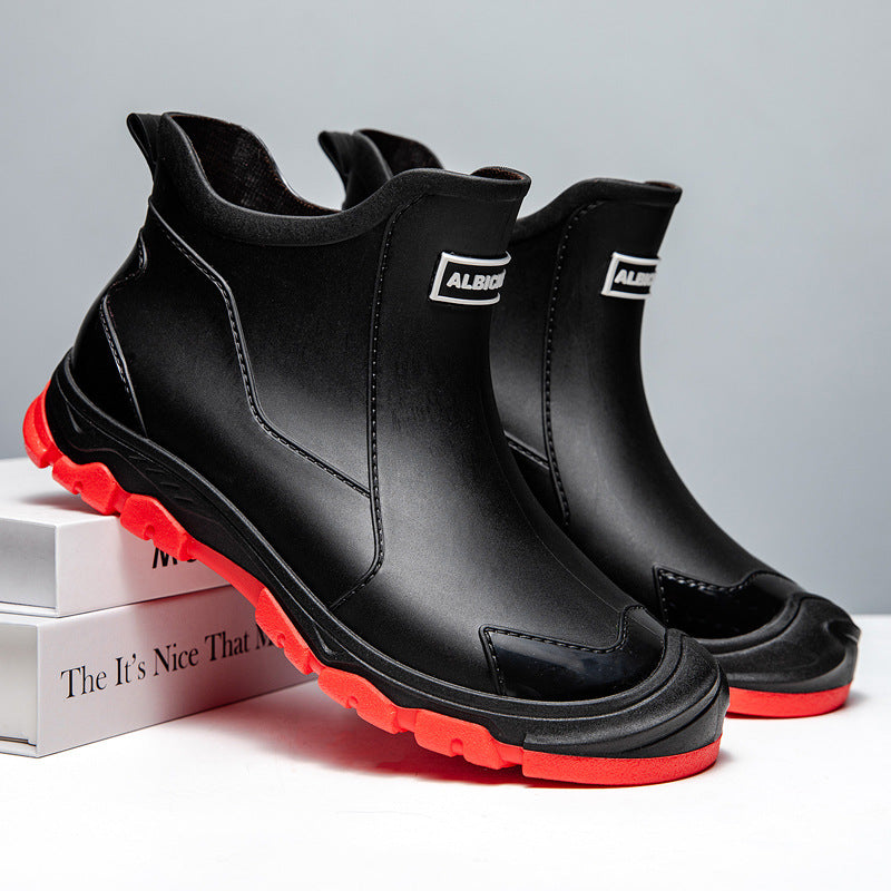 Men's Waterproof Rubber Boots with Slip-Resistant Sole and Flexible Entry Glevato