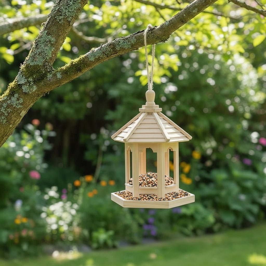 NATUREWELL – Rustic, handmade birdhouse with integrated water system made of wood