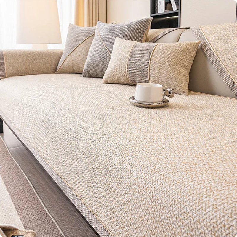 NATURWEFT – Non-slip cotton-linen sofa cover for all seasons