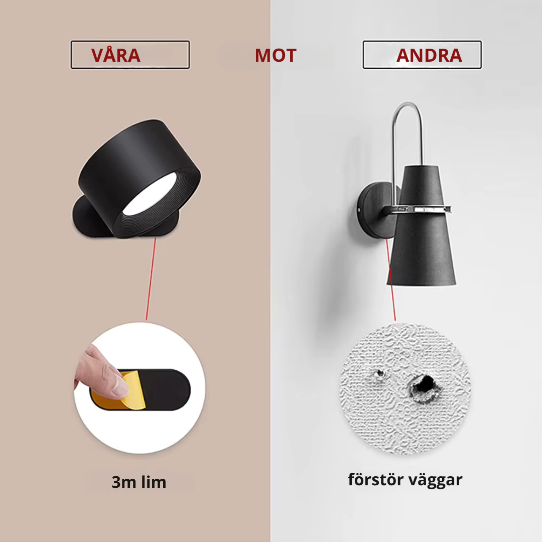 Nordic Light – wireless, rechargeable, and remote-controlled wall lamp in Scandinavian design