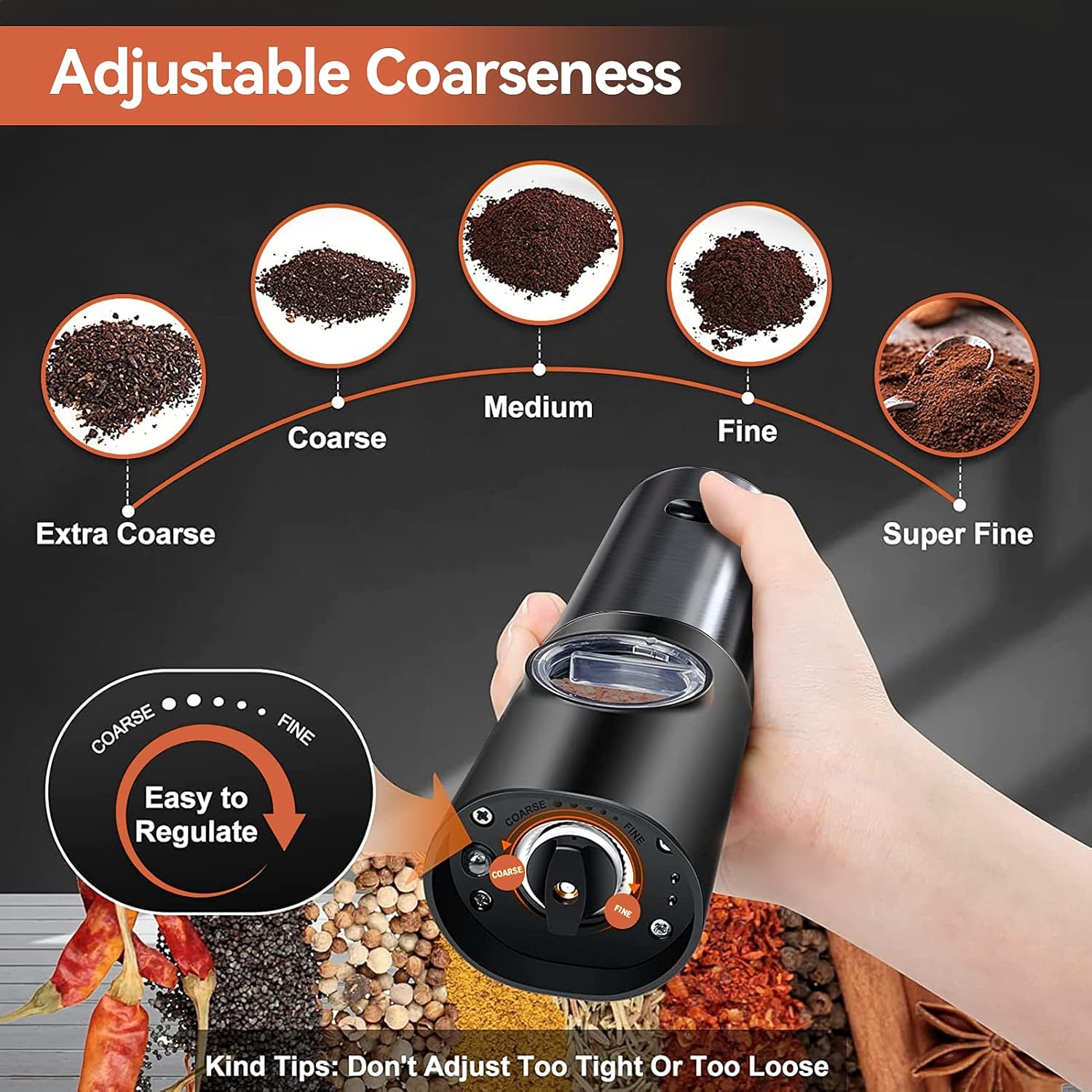 Rechargeable Electric Salt and Pepper Mill Set