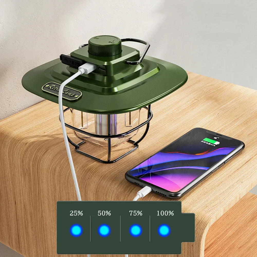 Retro Rechargeable LED Camping Lantern - NostalgiaGlow