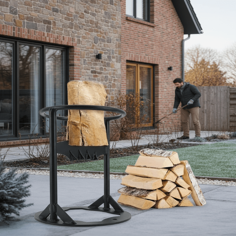 STEADYSPLIT – Safe Cast Iron Firewood Splitting Tool for Easy Winter Preparation