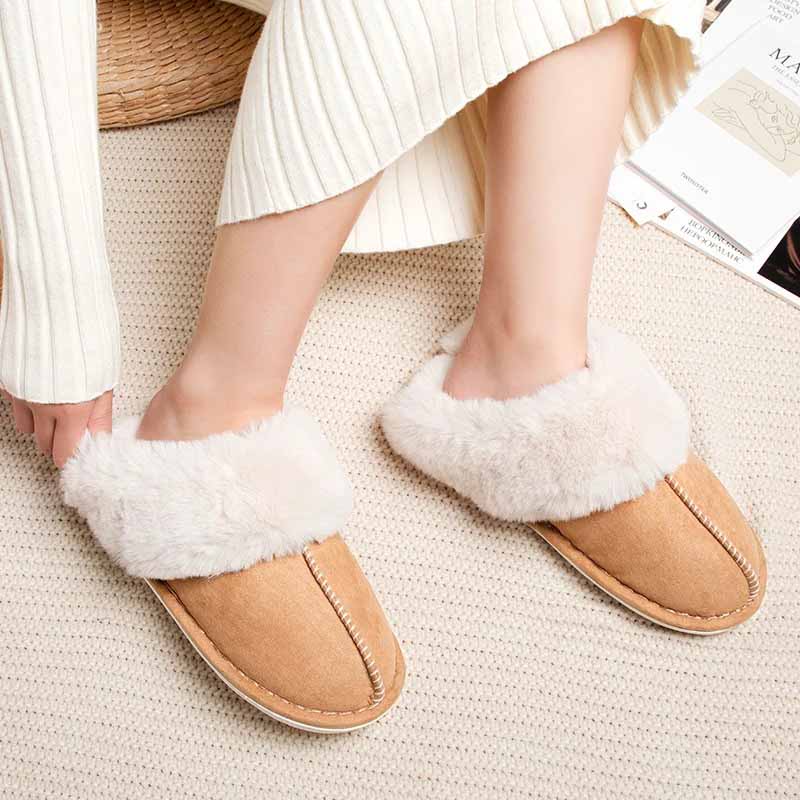 Warm Lined Slippers with Soft Lining and Non-Slip Sole