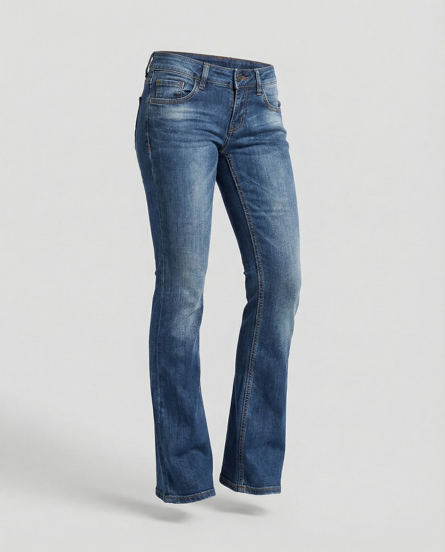 Women's Denim Low-Rise Flared Jeans with Casual Vintage Look & Flared Leg | Glevato