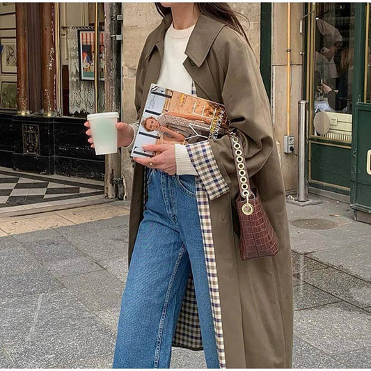 Women's Elegant Long Trench Coat - Autumn Edition