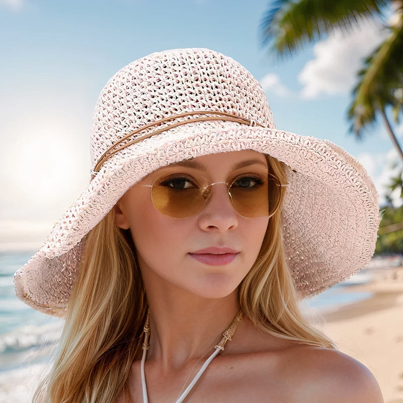Women's Fedora Foldable Sun Hat with Wide Brim Universal
