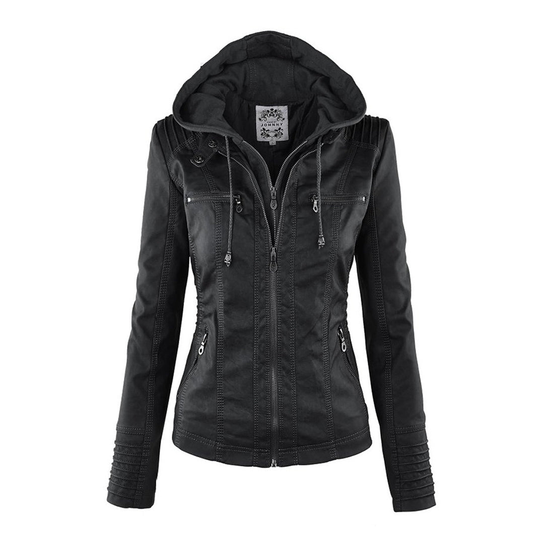 Women's Hooded Leather Jacket - Autumn Edition