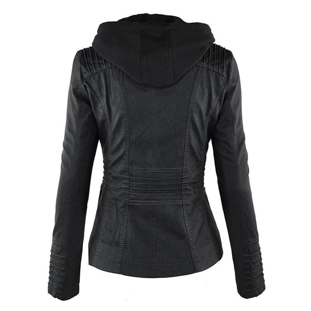 Women's Hooded Leather Jacket - Autumn Edition