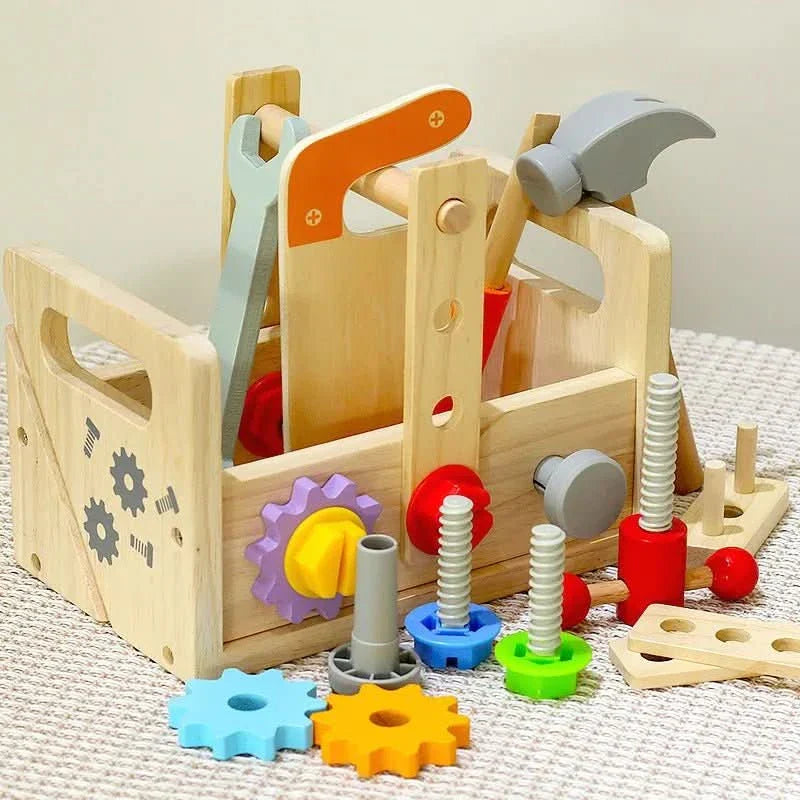 WOODTOOLS - Montessori Wooden Tool Kit for Creative Learning and Motor Development in Children