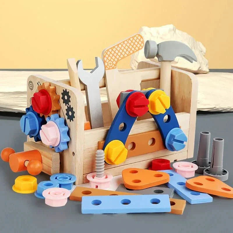 WOODTOOLS - Montessori Wooden Tool Kit for Creative Learning and Motor Development in Children