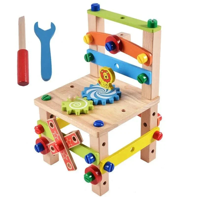 WOODTOOLS - Montessori Wooden Tool Kit for Creative Learning and Motor Development in Children