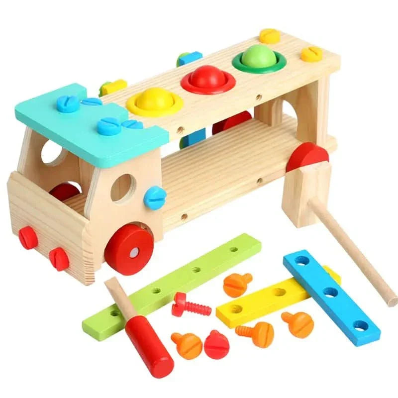 WOODTOOLS - Montessori Wooden Tool Kit for Creative Learning and Motor Development in Children