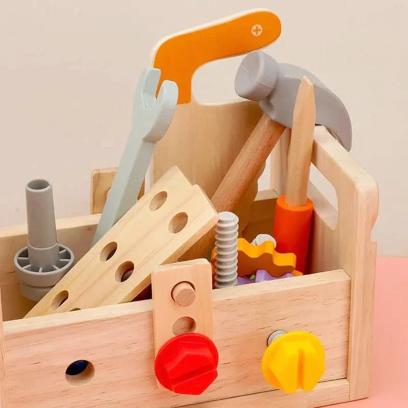 WOODTOOLS - Montessori Wooden Tool Kit for Creative Learning and Motor Development in Children