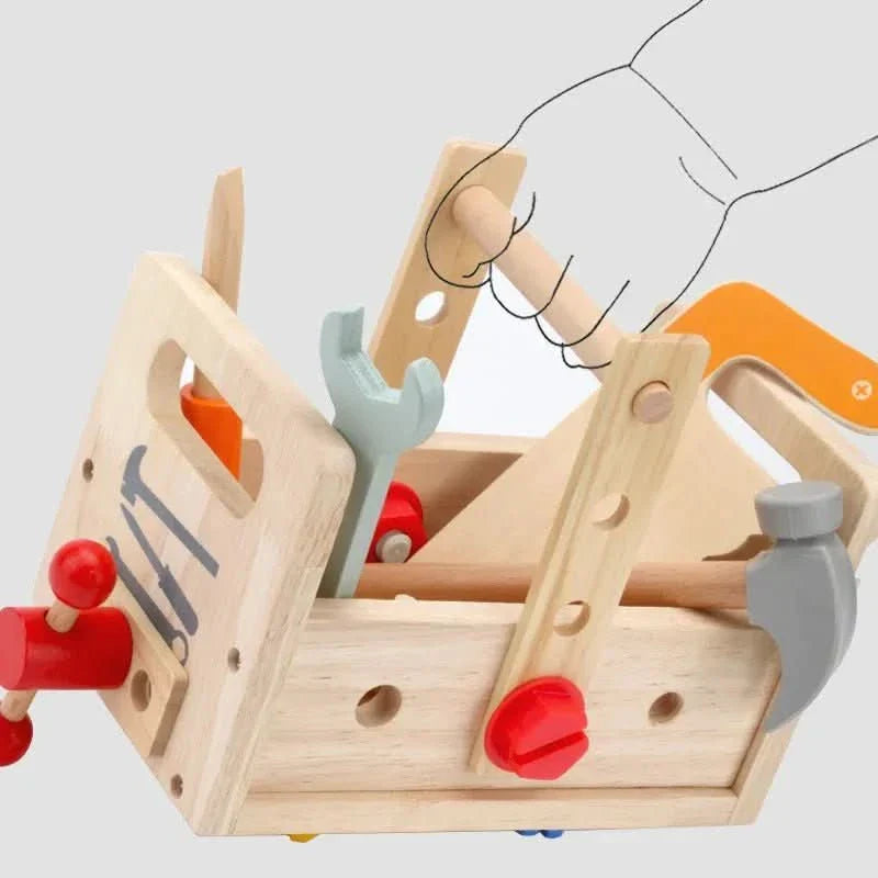 WOODTOOLS - Montessori Wooden Tool Kit for Creative Learning and Motor Development in Children