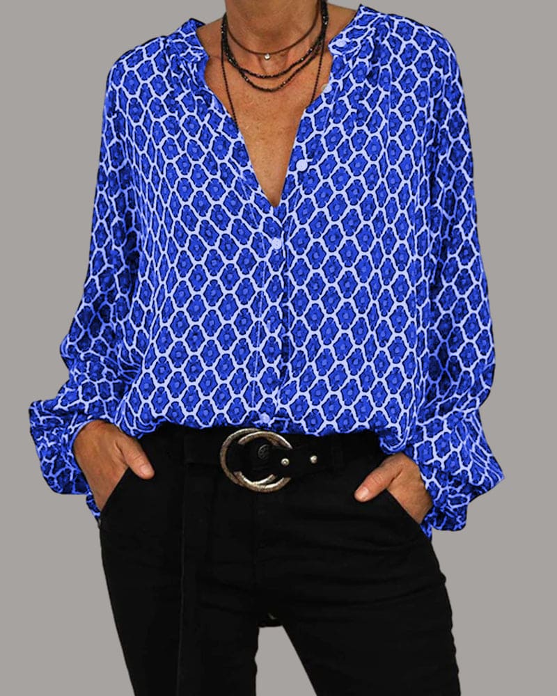 Zara | V-neck blouse with long sleeves for autumn